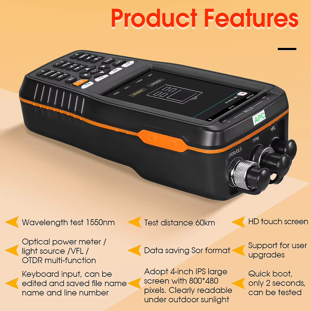 Mini OTDR Fiber Tester 50km Range Fiber Optic Cable Testing Tool Optical Fiber Identifier 800-1700nm for Network Maintenance details
