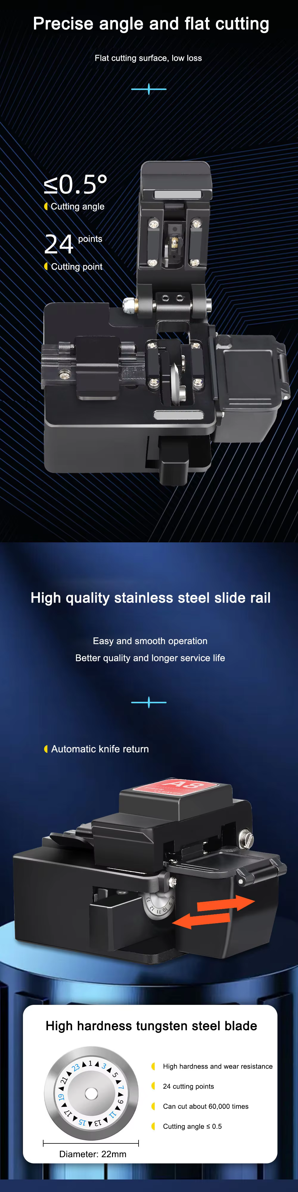 Professional-Grade Fiber Optic Cleaving Tool with User-Friendly Operation and Built-In Blade Height Adjustment for TCP Networks details