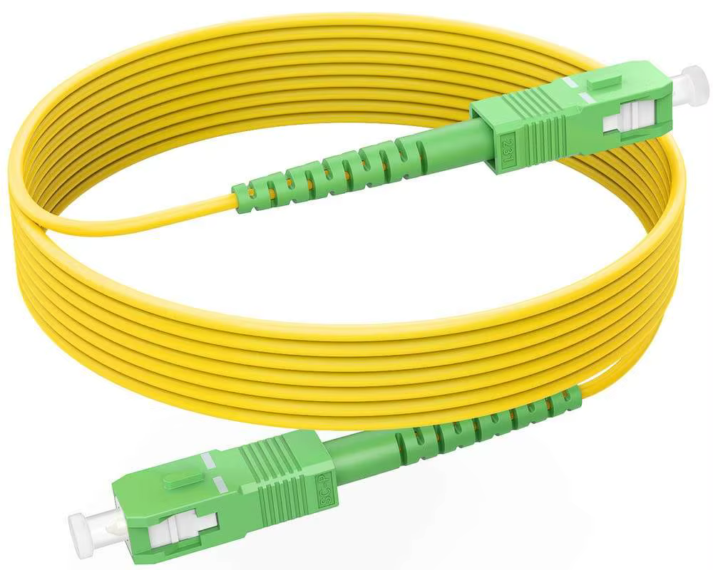 cordon optique jaune 3m à fibre monocouche pour réseau FTTX avec longueur d'onde de 1550nm, connecteurs FC/SC/LC/ST et polissage UPC