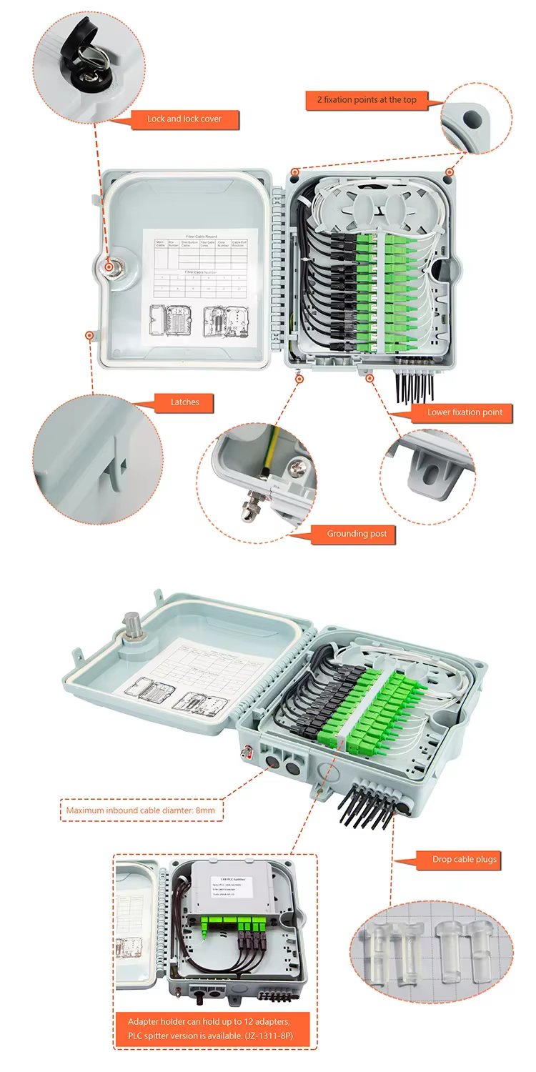 FTTH equipment 16 way fiber optical terminal box fiber optic distribution box fiber optical splitter box factory