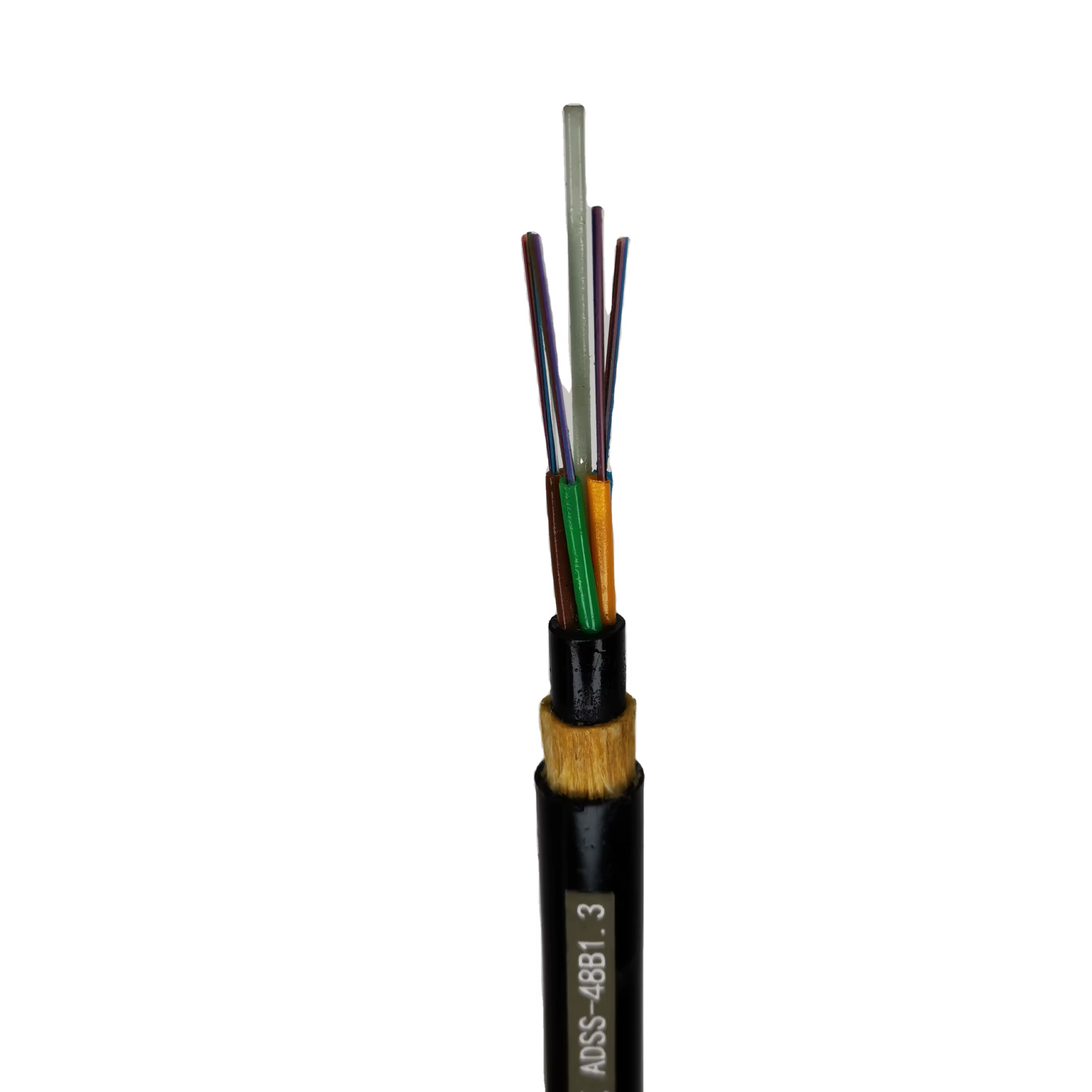 Cable Óptico ADSS al Aire Libre Más Vendido con 2-12 Núcleos de Modo Simple, Cable de Comunicación Aéreo Ligero 1km MOQ