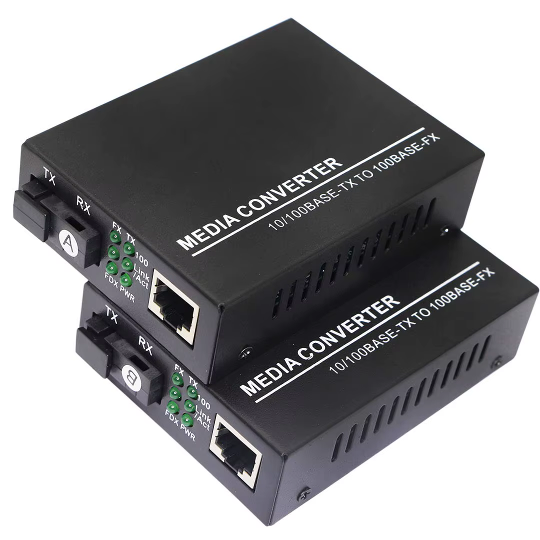 Convertisseur Ethernet Média Fibre Mode Simple 10/100Base-TX vers 100Base-FX RJ45 vers SC Fibre Transcepteur Jusqu'à 25KM