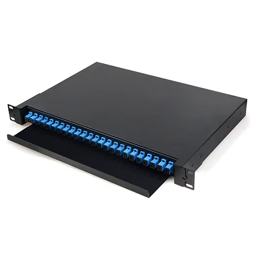 12/24/48 Ports Connecteur LC Boîte Terminale Universelle Noire pour Fibre Optique Modèle ST/SC Boîte de Soudage à Queue de Fibre pour Usage Industriel