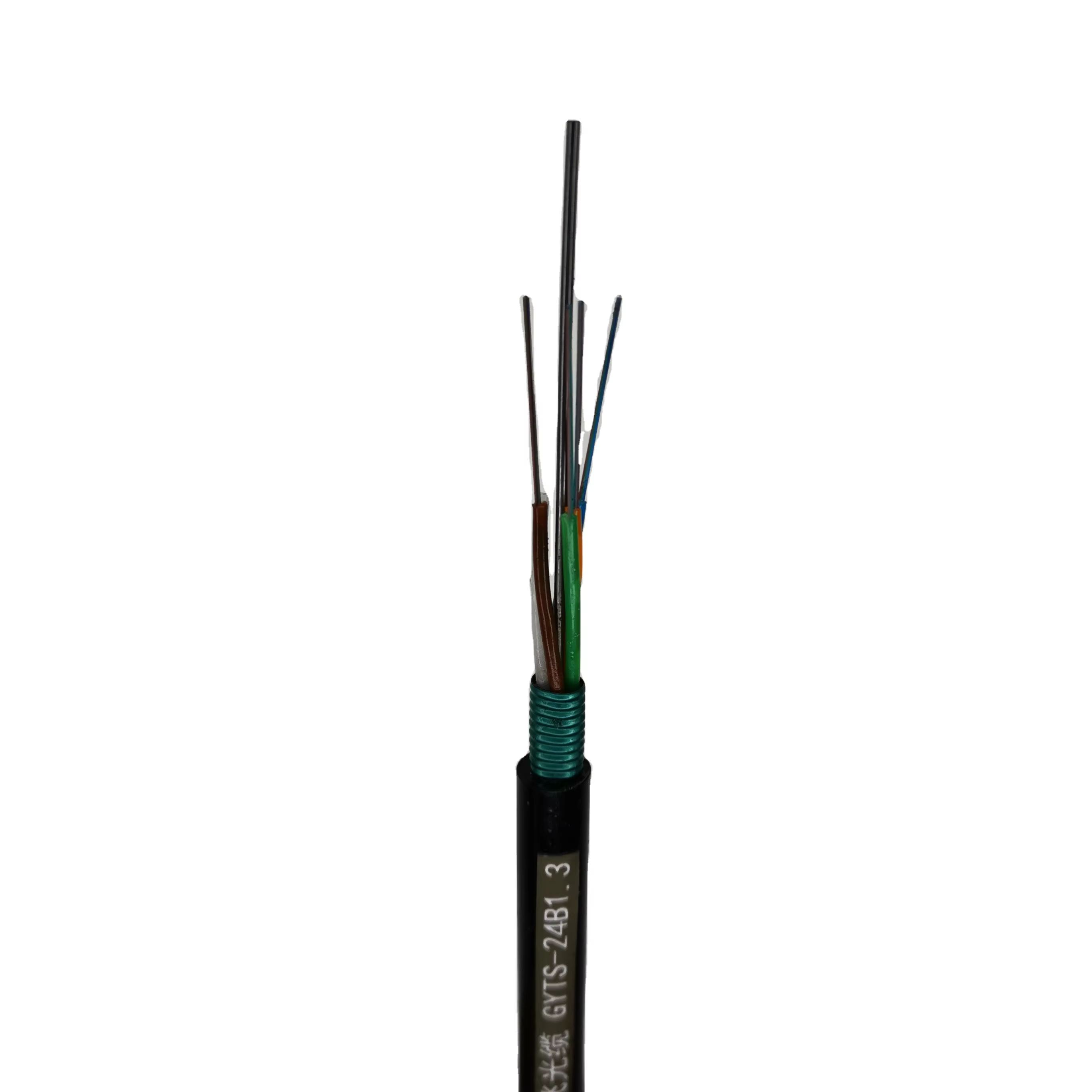 Câble optique à fibres uniques de 24 cœurs en mode simple Gyts Norme Tube lâche légèrement blindé pour une utilisation extérieure avec option de 12 cœurs