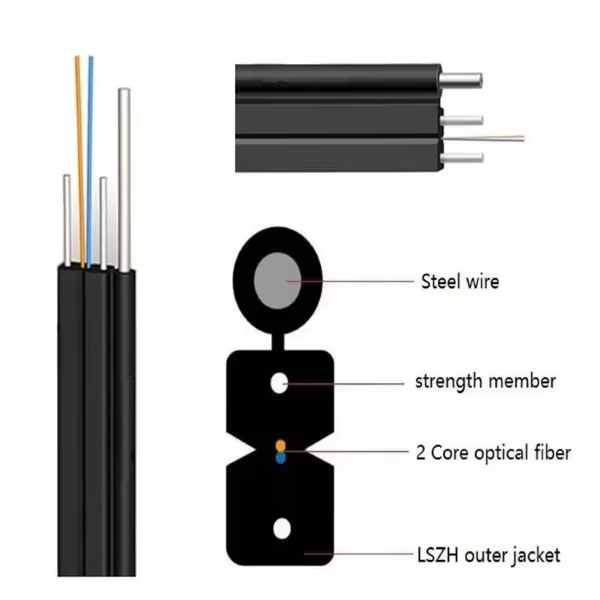 1 Core FTTH Indoor Drop Cable GJYXCH/GJYFXCH fiber optic drop optical 1 core ftth cable manufacture