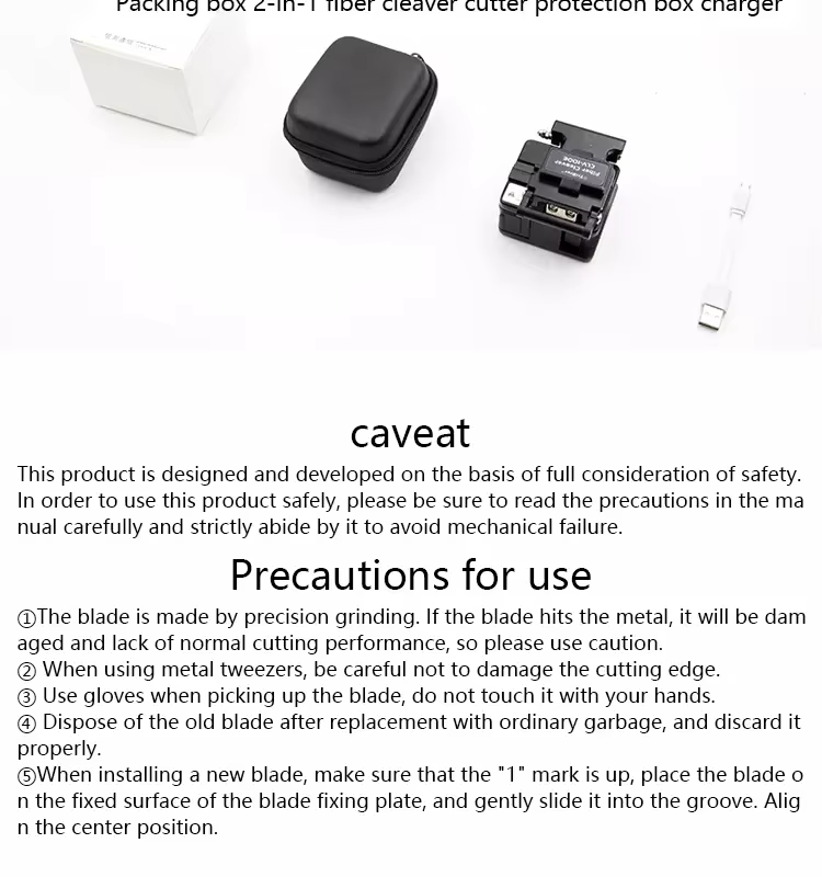 Advanced Fiber Cleaver with Adjustable Blade Height and Angle for Flexibility in Cutting and Splicing of Optical Fibers FTTH  details