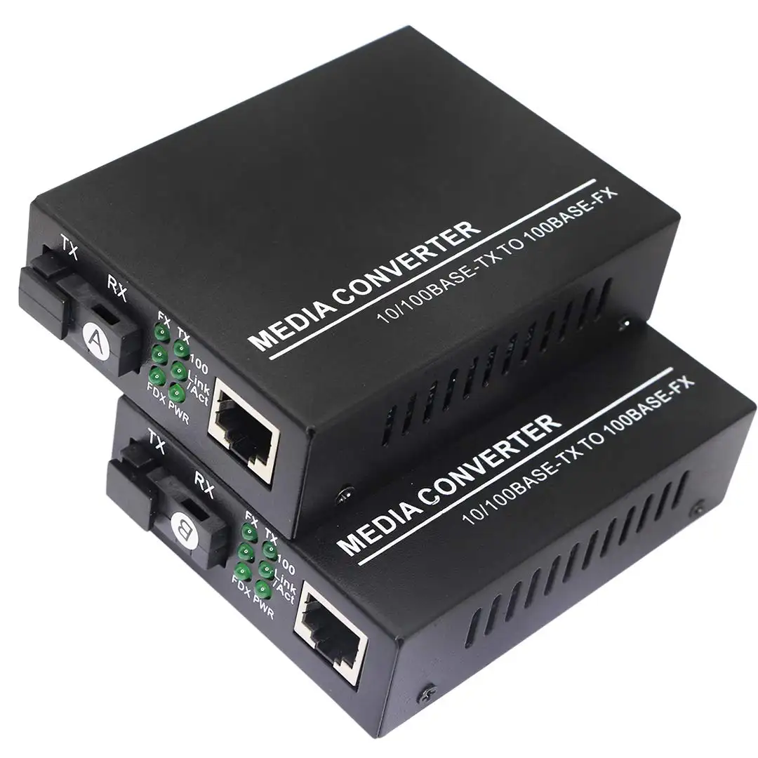 Fiber Ethernet Media Converter Single-Mode 10/100Base-TX to 100Base-FX RJ45 to SC Fiber Transceiver Up to 25KM details