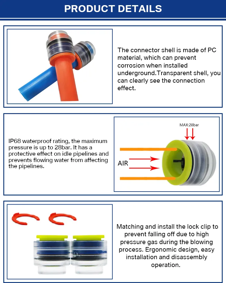 12mm HDPE Microduct End Plug Coupler Air Blown Micro Duct Optical Connector for Fiber Cable Direct Buried Application supplier