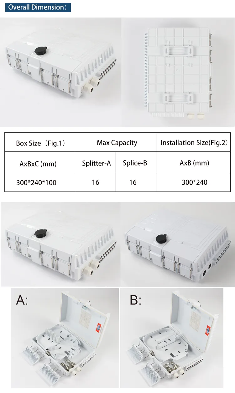 Outdoor FTTH Fiber Distribution Box 16 PLC Splitter for Telecommunication 4G Network IP65 Rated 16 Core Fiber Termination Box factory