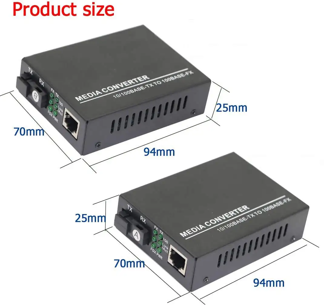 Fiber Ethernet Media Converter Single-Mode 10/100Base-TX to 100Base-FX RJ45 to SC Fiber Transceiver Up to 25KM supplier