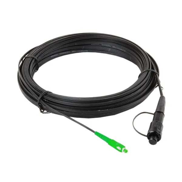 Customized Length Indoor Outdoor Drop Fiber Optic Cable SC UPC APC 1 2 Core G657A1 G657A2 FTTH Drop Patch Cord 100M supplier