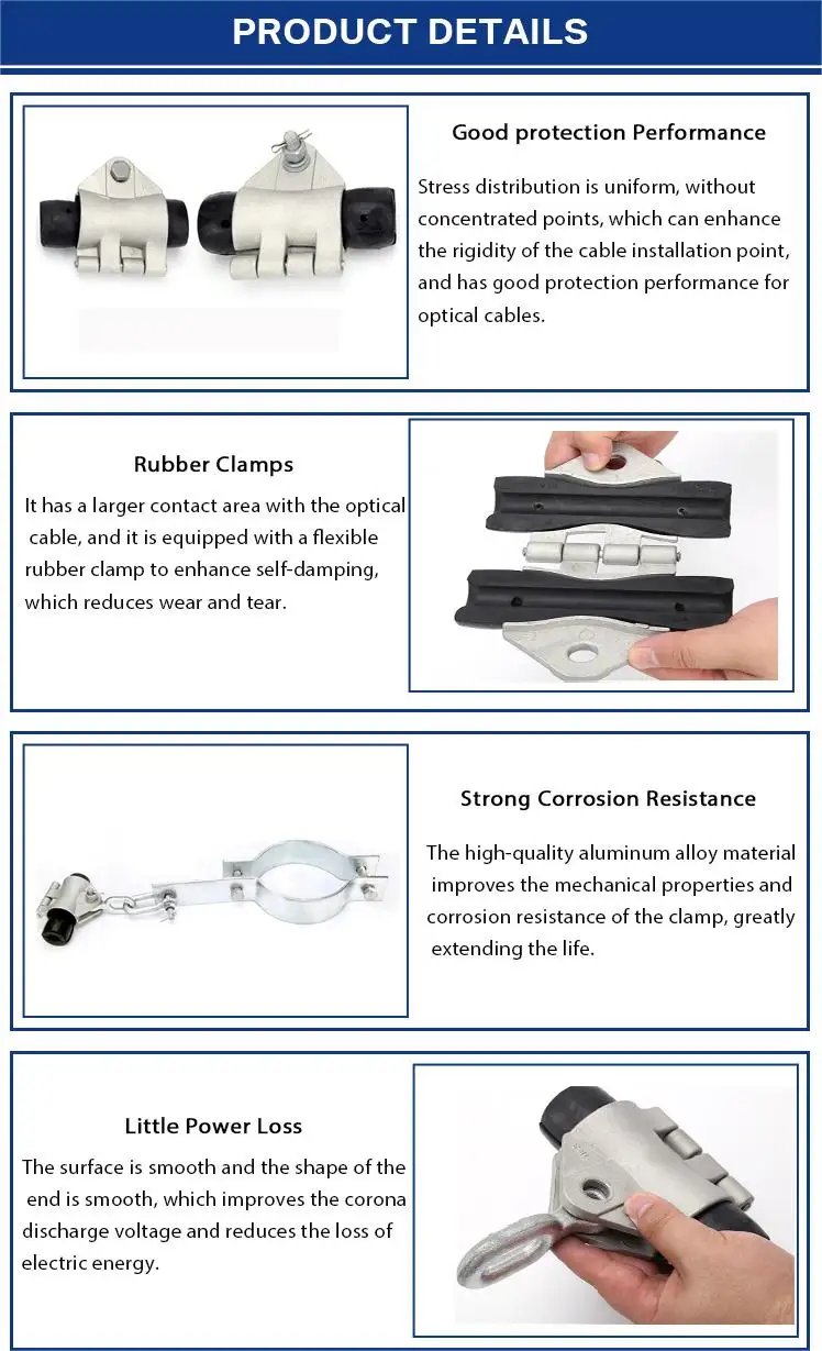 Adjustable Aluminum Suspension Clamp Easy Install Versatile Dead-End ADSS OPGW Fiber Optic Cable for Telecommunication details