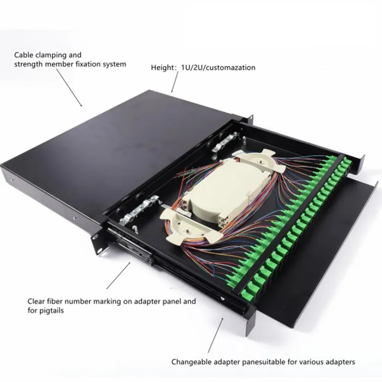 12/24/48 Ports LC Connector Universal Black Optical Fiber Terminal Box ST/SC Fiber Tail Welding Box for Industrial Use supplier