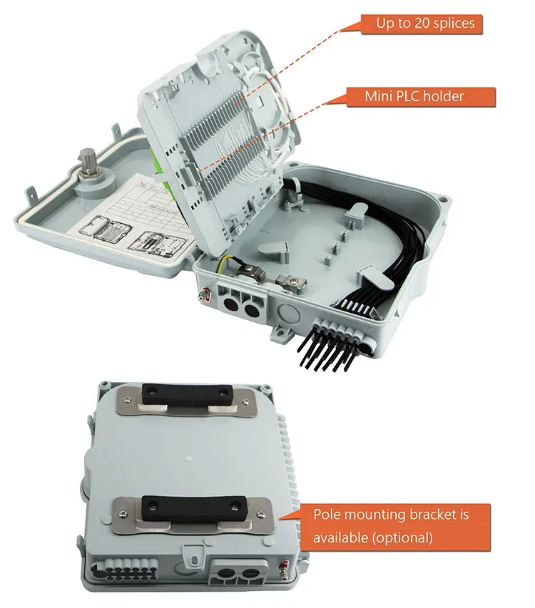Outdoor IP66 Waterproof FTTH Fiber Optic Terminal Box 16-Core Optical Fiber Distribution Box with 8-Core and 24-Core Capacity details